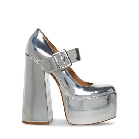 Silver Steve Madden Plaza Women's Heels | PH 1673OIN